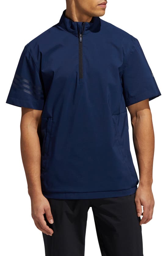 Adidas Golf Short Sleeve Provisional Popover Rain Jacket In Colligiate Navy
