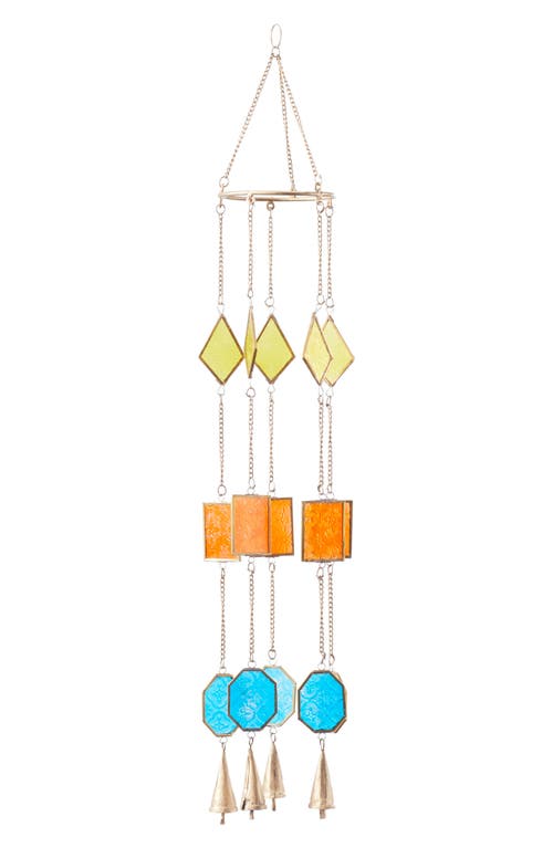 Shop Novogratz Colored Glass Wind Chime In Blue/orange/gold Multi