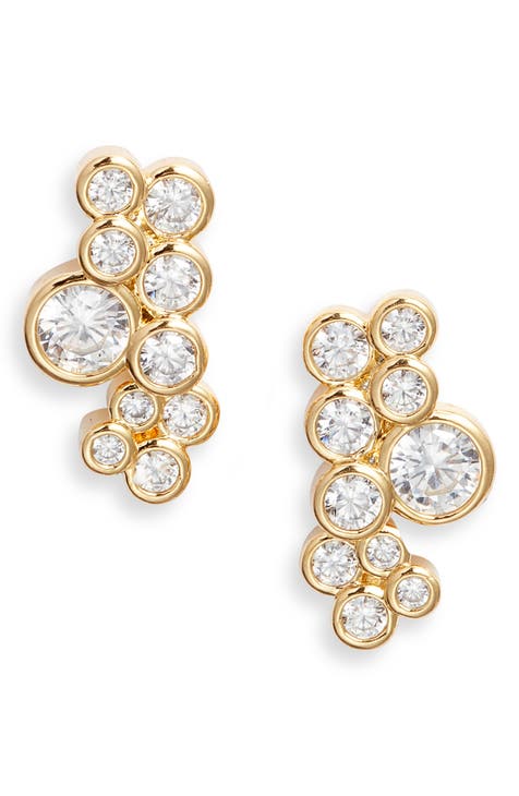 Cubic Zirconia Cluster Stud Earrings