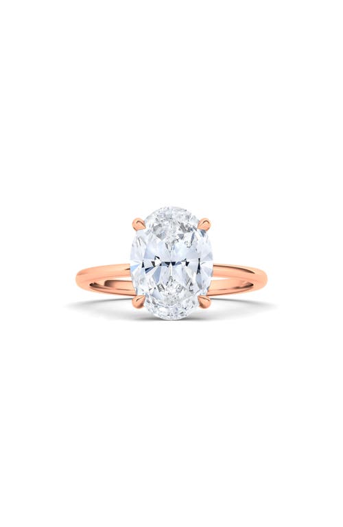 Oval Cut Lab Created Diamond 18K Gold Ring in 18K Rose Gold