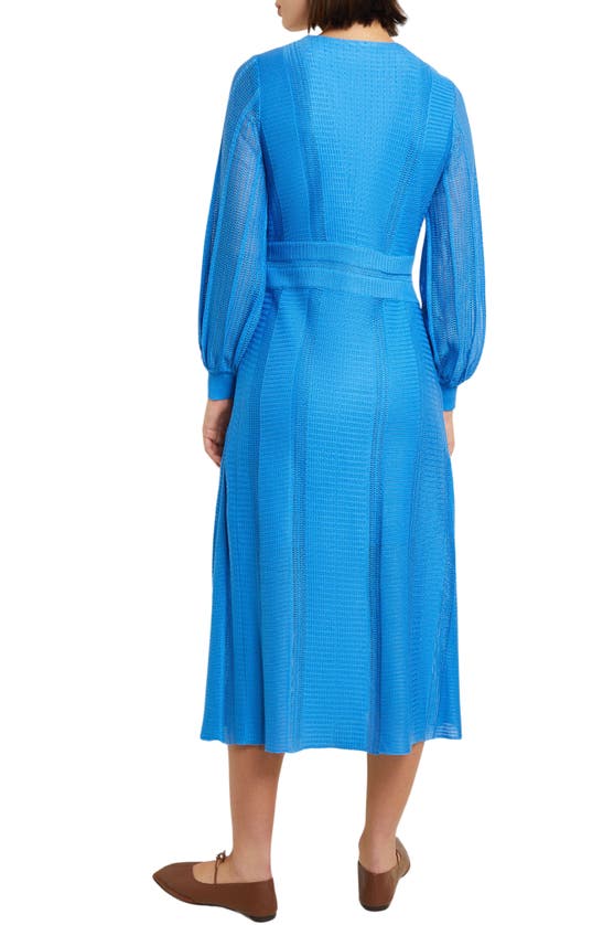 Shop Misook Open Stitch Long Sleeve Sweater Dress In Adriatic Blue