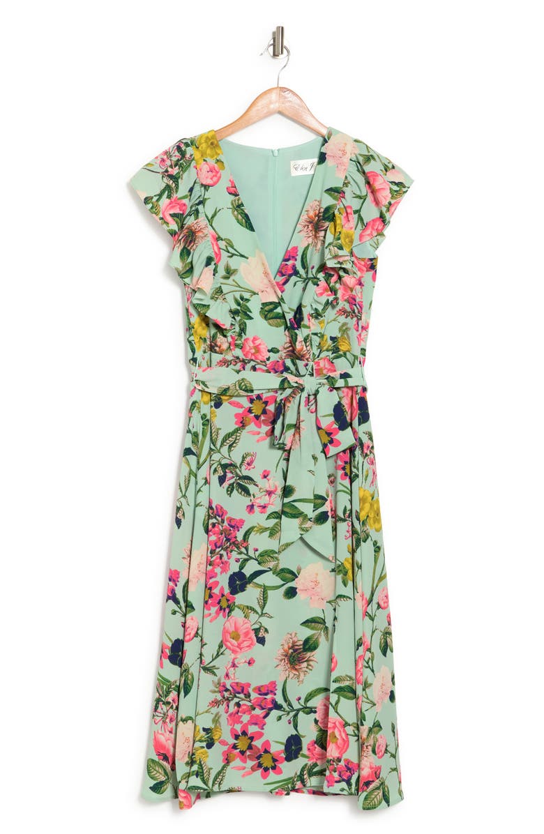 Eliza J Floral Flutter Sleeve Fit & Flare Dress | Nordstromrack