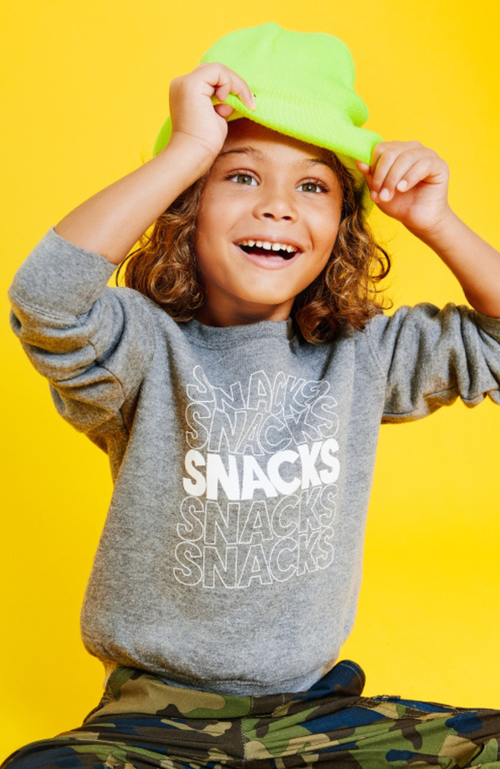 Little Chicken Unisex Snacks Sweatshirt - Little Kid In Grey