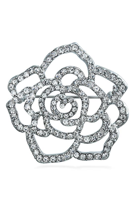 Bling Jewelry Large Bridal Flower Shape Pin In Clear