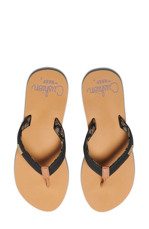 Shop Reef Cushion Sands Flip Flop In Black/tan