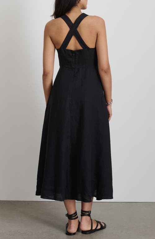 Shop Alex Mill Breanna Convertible Strap Linen Midi Dress In Black