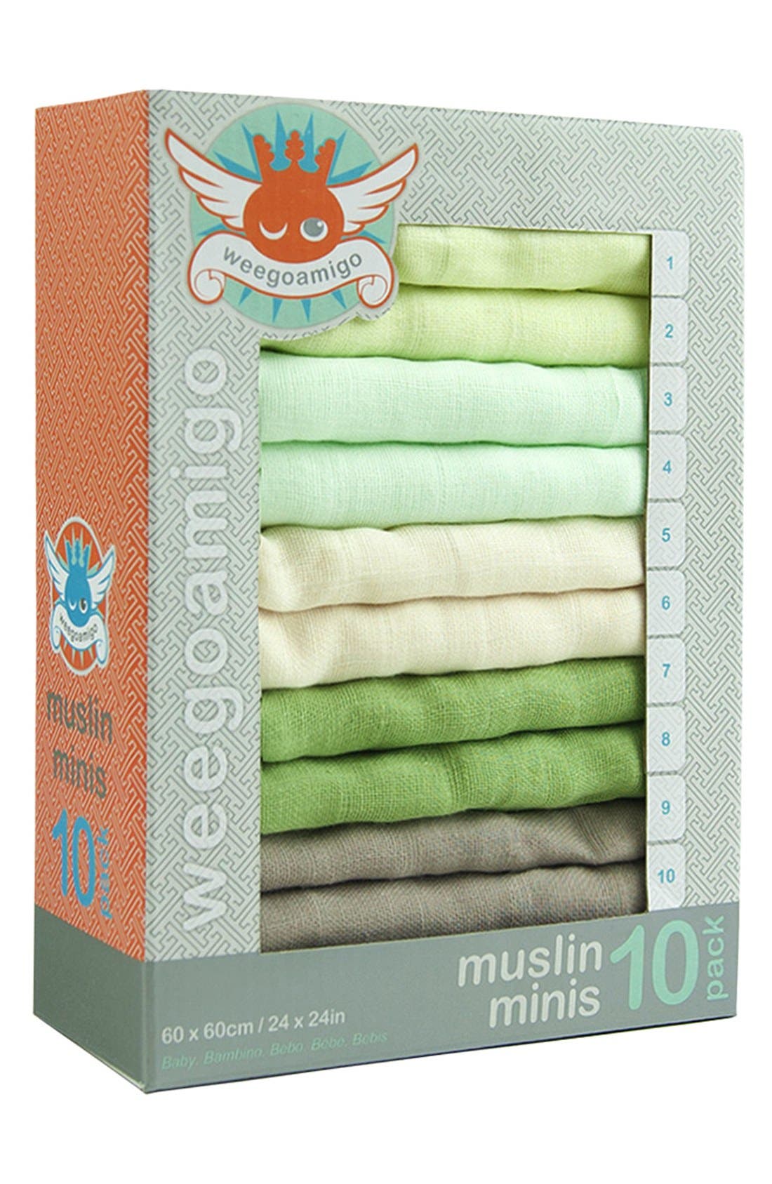 The Little Linen Company 'Weegoamigo' Muslin Mini Cloths (10Pack