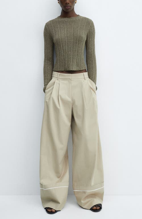 Mango Perkins Metallic Sweater In Khaki Green