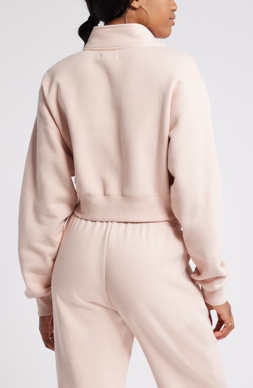 Shop Bp. Quarter Zip Fleece Detail Sweatshirt In Pink Sepia