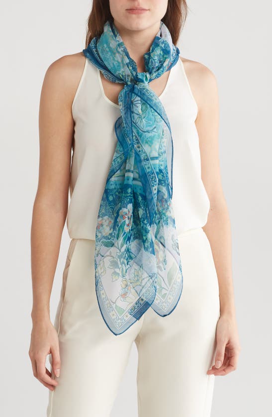 Shop Vince Camuto Paisley Floral Scarf In Blue Multi