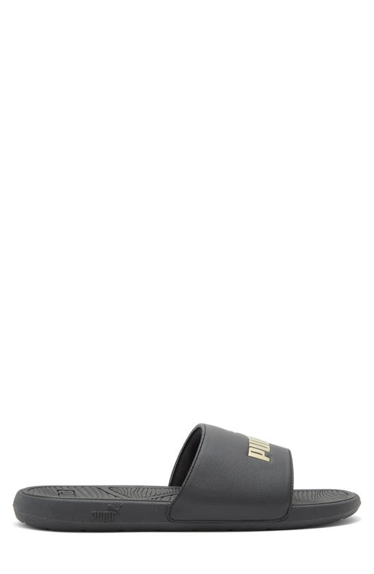 Shop Puma Cool Cat 2.0 Lux Slide Sandal In  Black- Team Gold
