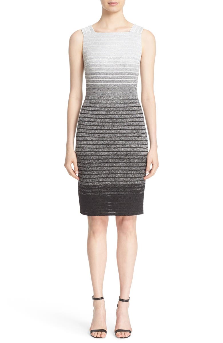 St. John Collection Metallic Dégradé Peekaboo Dress | Nordstrom