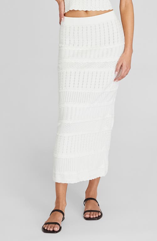 Mixed Stitch Pointelle Maxi Skirt in White/Blanc