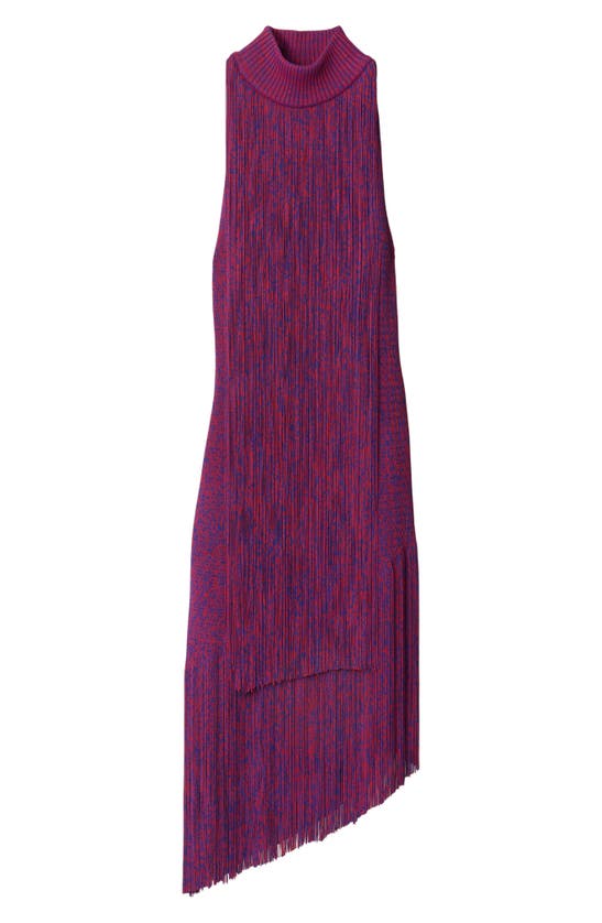 Shop Burberry Sleeveless Asymmetric Fringe Sweater Dress In Knight/ Pillar