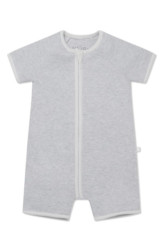 Shop Mori Stripe Fitted One-piece Short Pajamas In Gray Marl