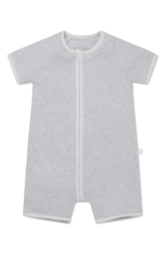Mori Stripe Fitted One-piece Short Pajamas In Gray Marl