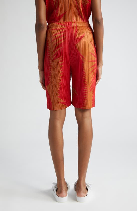 Shop Issey Miyake Pleats Please  Piquant Print Pleated Shorts In Brown Chile