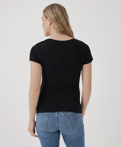 Shop Pact Organic Maternity Ruched V-neck Tee In Black