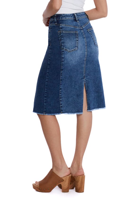 Wash Lab Denim Two-tone Raw Hem Denim Skirt In Polaris Blue Combo