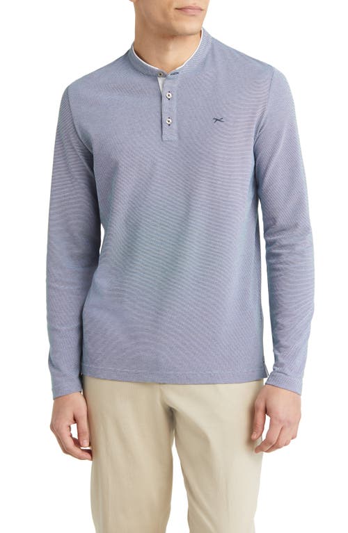Brax Pavel Two Tone Easy Care Long Sleeve Henley in Ocean