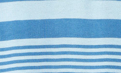 Shop Marni Stripe Relaxed Fit Cotton Polo Sweater In Azure