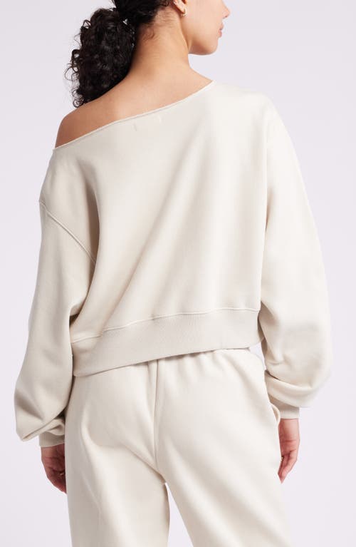 Shop Bp. Fleece Detail Off The Shoulder Sweatshirt In Beige Pumice