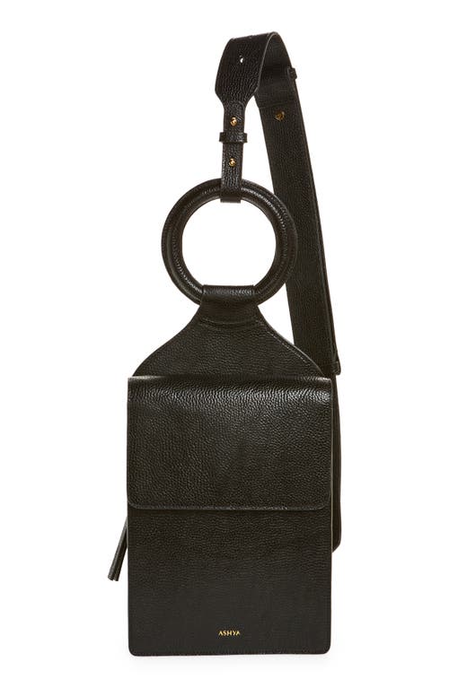 Shema Leather Slingback Bag in Onyx/Onyx Pebble