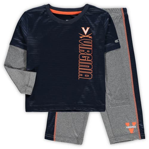 Toddler Colosseum Navy/Heathered Gray Virginia Cavaliers Bayharts Long Sleeve T-Shirt & Pants Set
