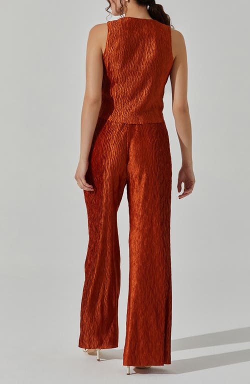 Shop Astr The Label Plissé Wide Leg Pants In Rust