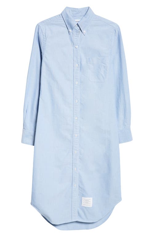 Thom Browne Knee Length Button-down Point Collar Shirt In Light Blue