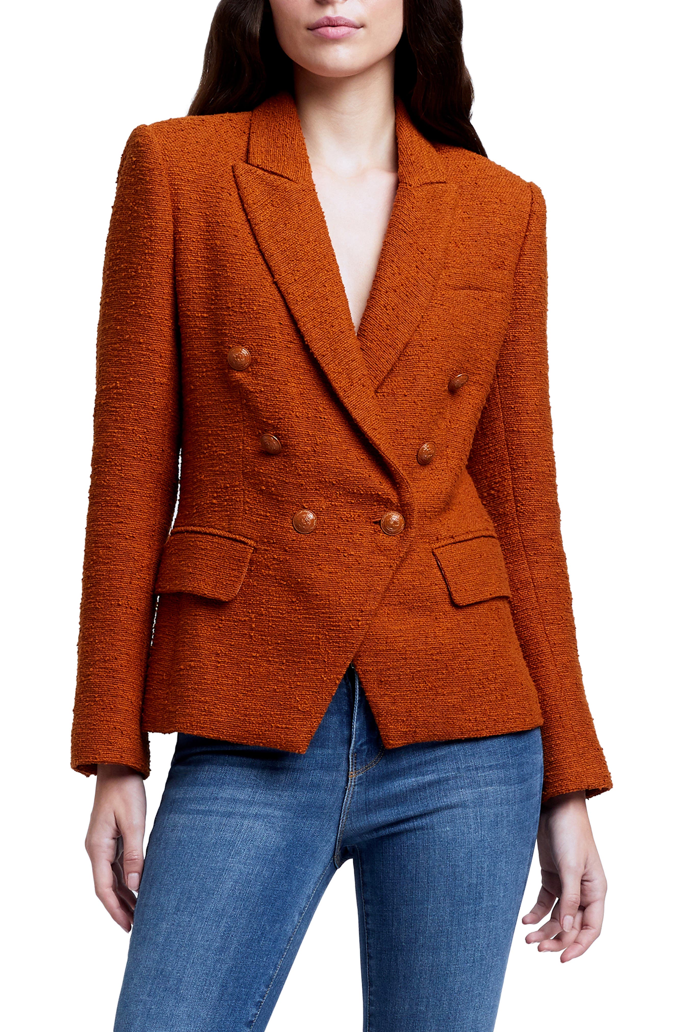 orange tweed blazer