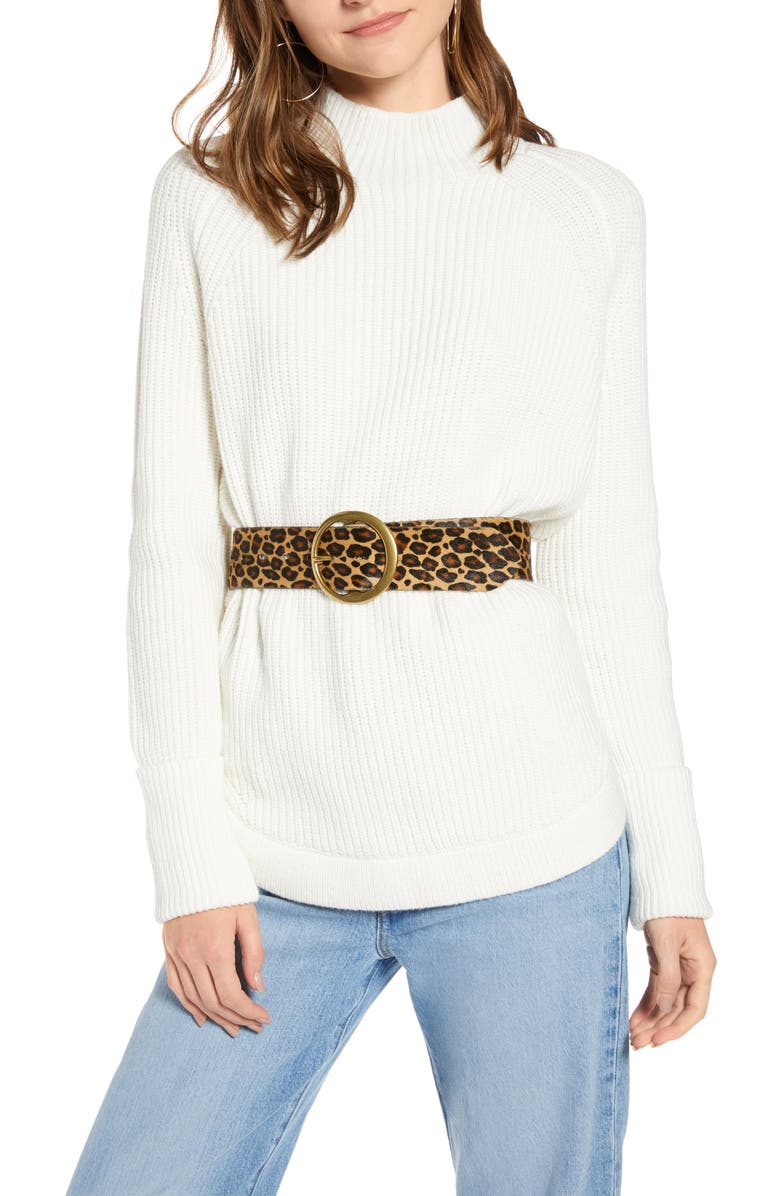 TREASURE & BOND Mock Neck Sweater, Main, color, IVORY