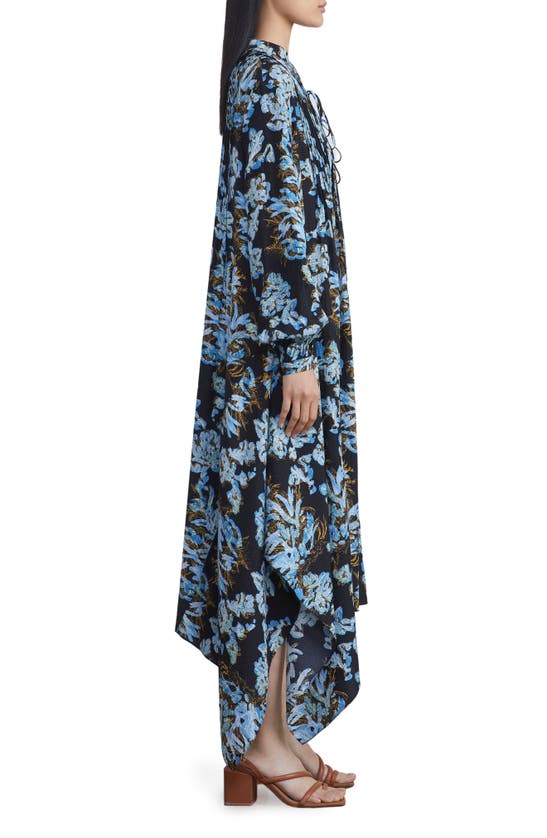 LAFAYETTE 148 LAFAYETTE 148 NEW YORK FLORAL FROST HANDKERCHIEF HEM SILK PEASANT DRESS