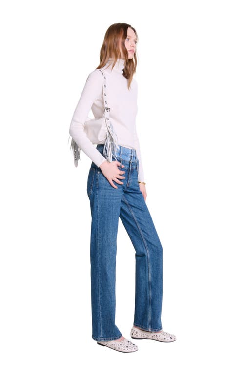 Shop Maje Double Waistband Jeans In Blue