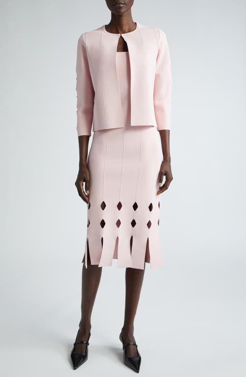 St John St. John Collection Milano Knit Cutout Sleeve Cardigan In Pale Pink