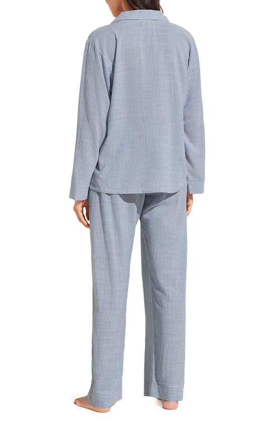 Shop Eberjey Nautico Stripe Long Sleeve Top & Pants Pajamas In Wedgewood