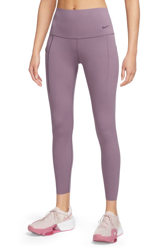 Nike Women's Universa Medium-support High-waisted 7/8 Leggings With Pockets In Violet Dust/ Black
