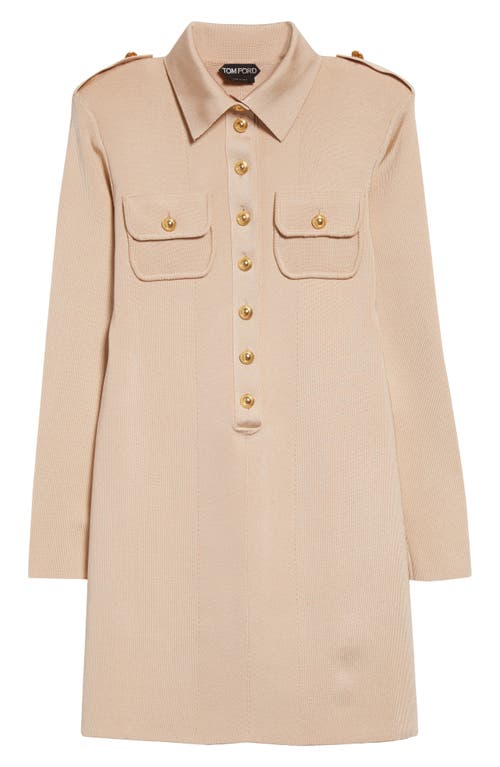 Shop Tom Ford Rib Long Sleeve Sweater Minidress In Jb569 Soft Beige