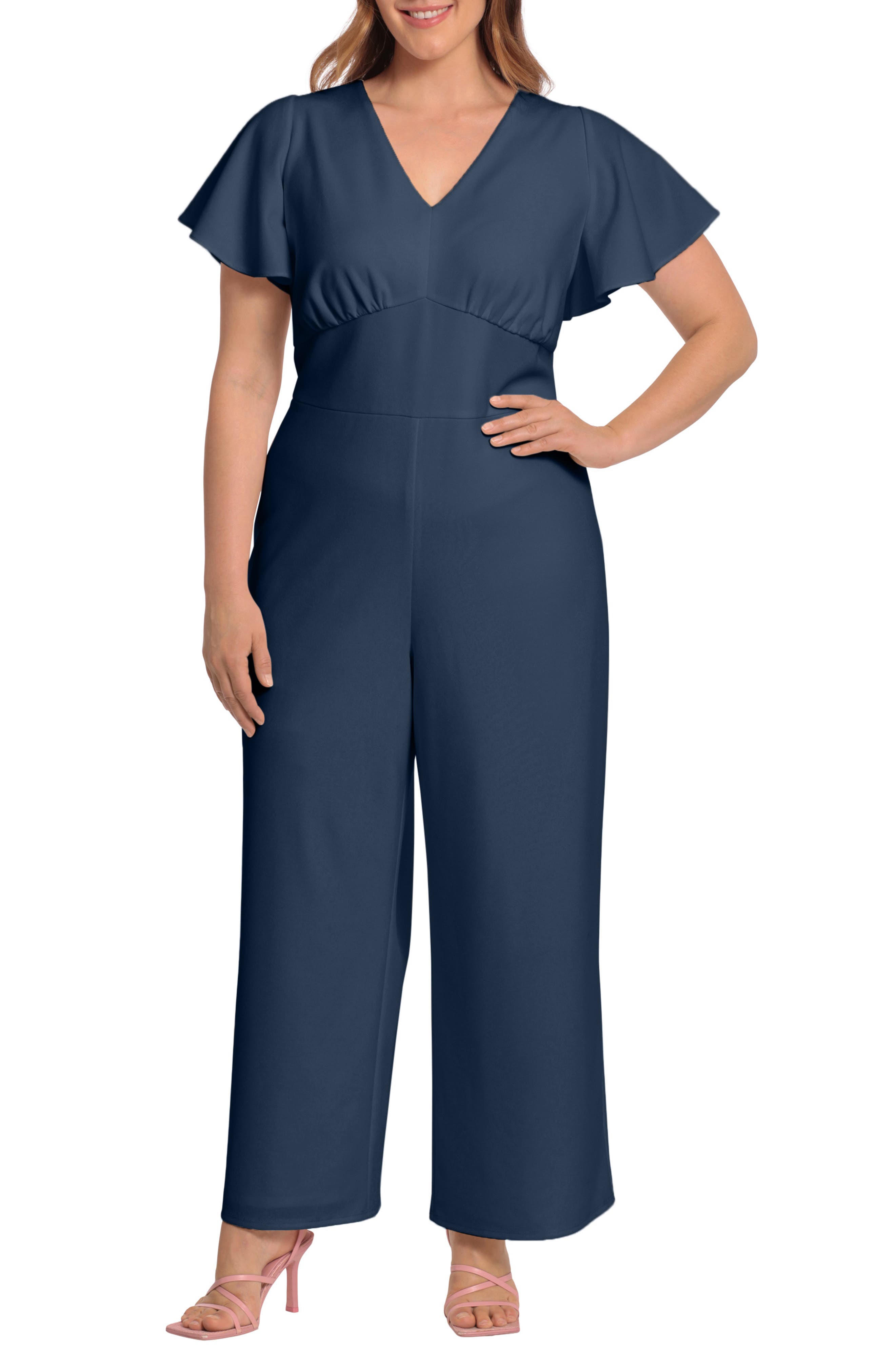 eliza j balloon sleeve jumpsuit