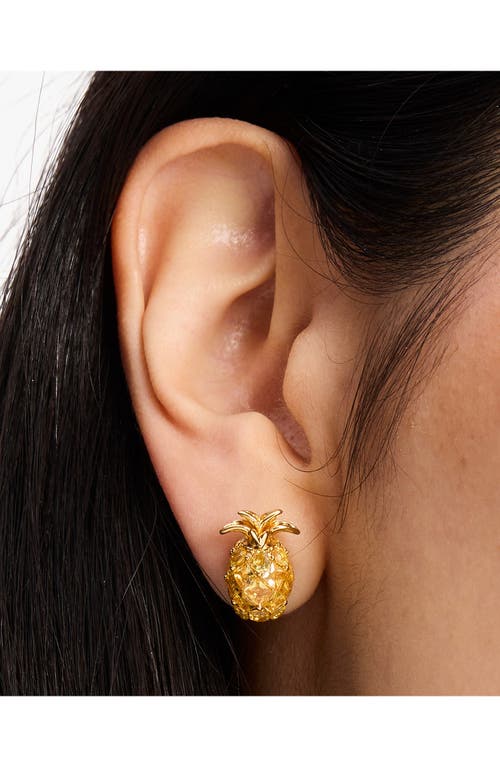 Shop Kate Spade New York Pineapple Stud Earrings In Yellow Gold