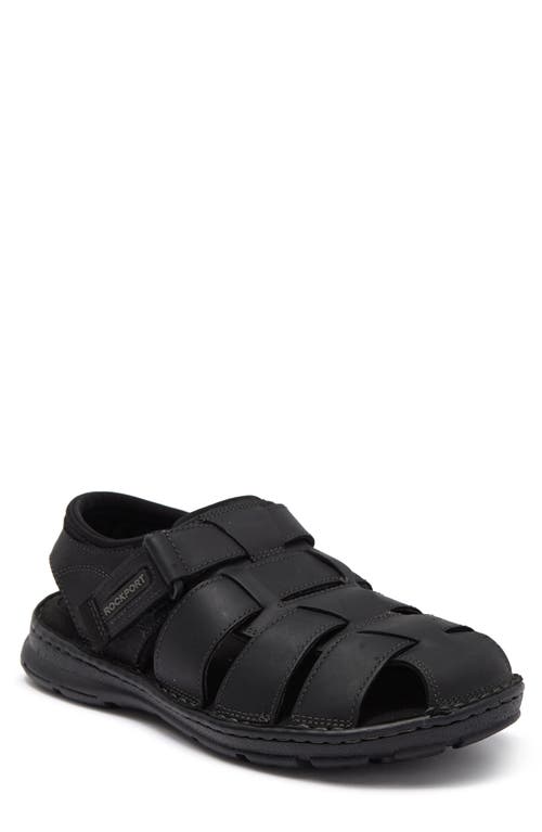 Shop Rockport Darwyn Fishermen Sandal In Black Lea Ii