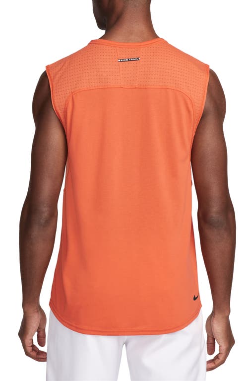 Shop Nike Dri-fit Solar Chase Trail Running Sleeveless T-shirt In Vintage Coral/khaki/black