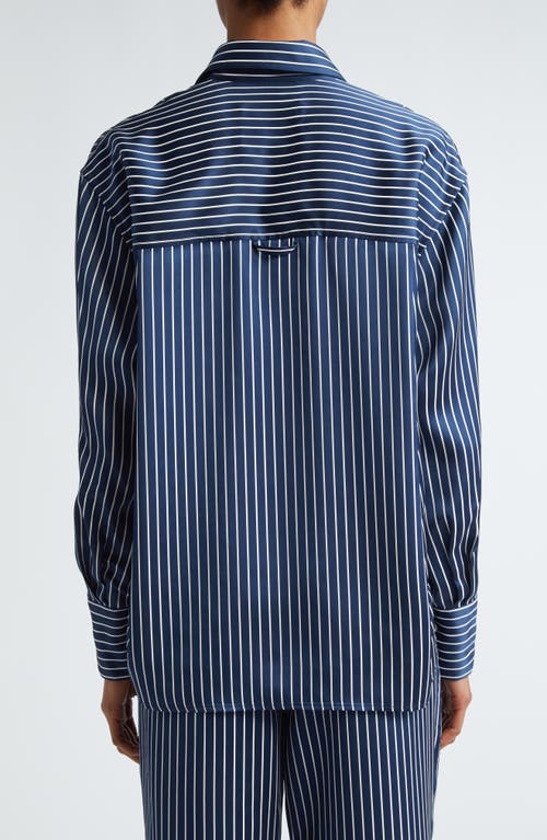 Shop Maria Mcmanus Stripe Button-up Shirt In Midnight Stripe