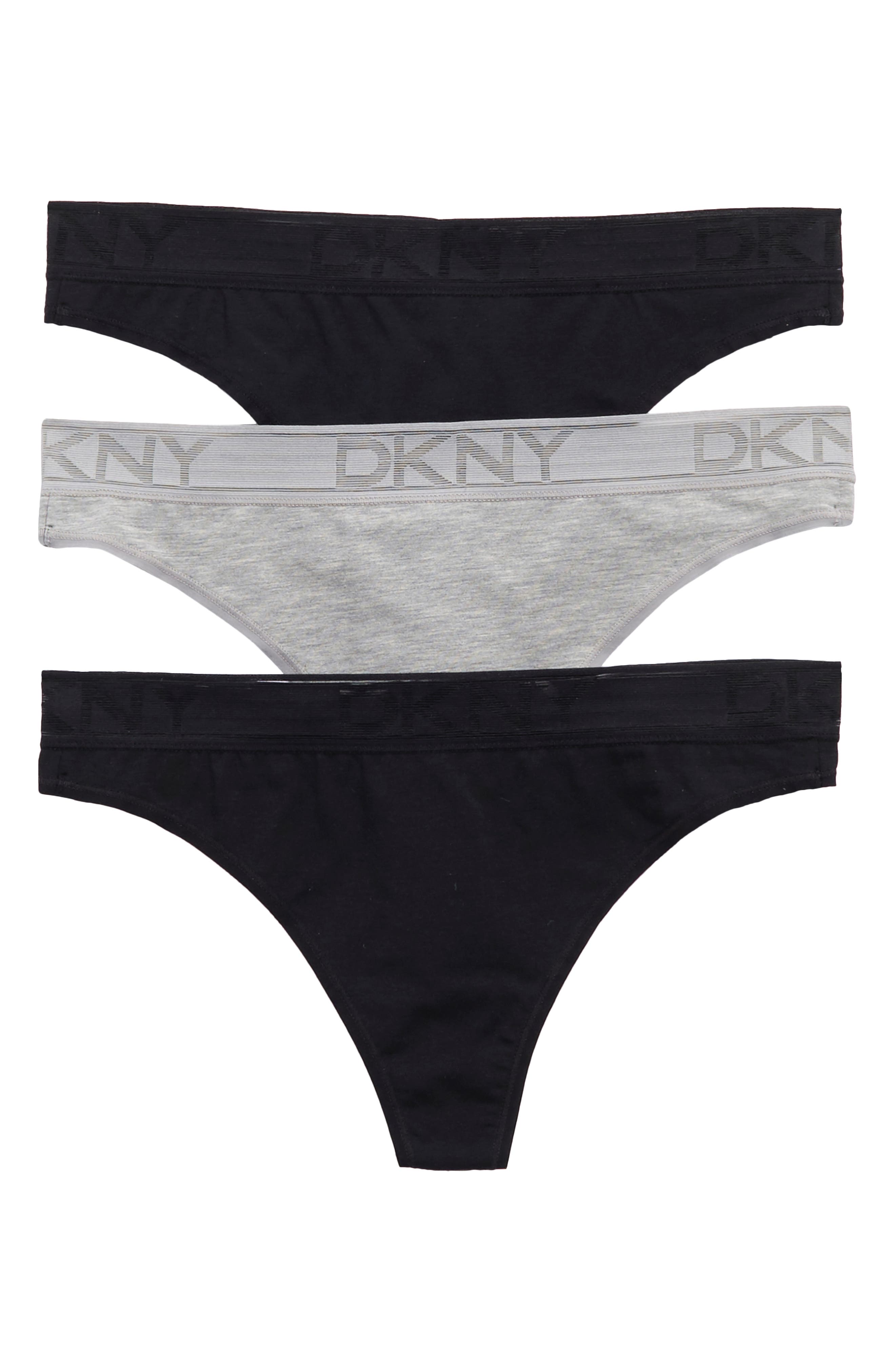 DKNY Damen Tangahöschen Monogram Mesh – Gestricktes Logo, Weicher Bund