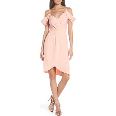 Fraiche By J Cold Shoulder Tulip Hem Dress, Pink