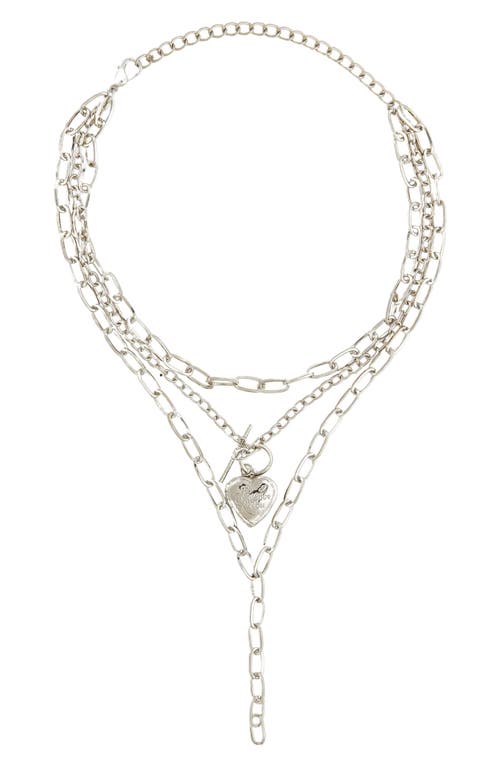Petit Moments Harp Heart Locket Multichain Necklace in Silver at Nordstrom