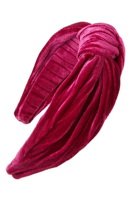 Knotted Velvet Headband in Fuchsia