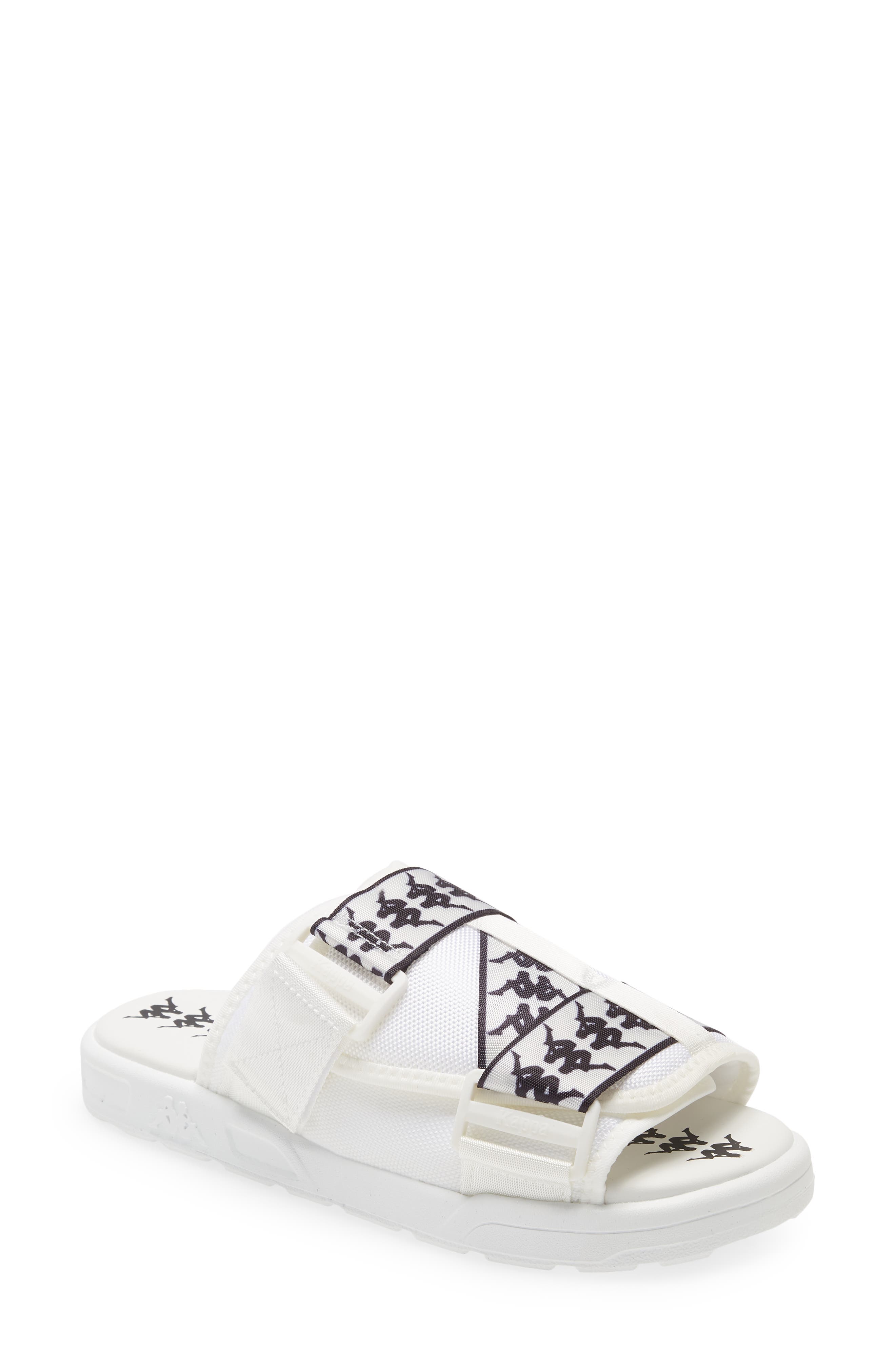 Kappa 222 Banda Mitel Slide Sandal in White/Black at Nordstrom, Size 13
