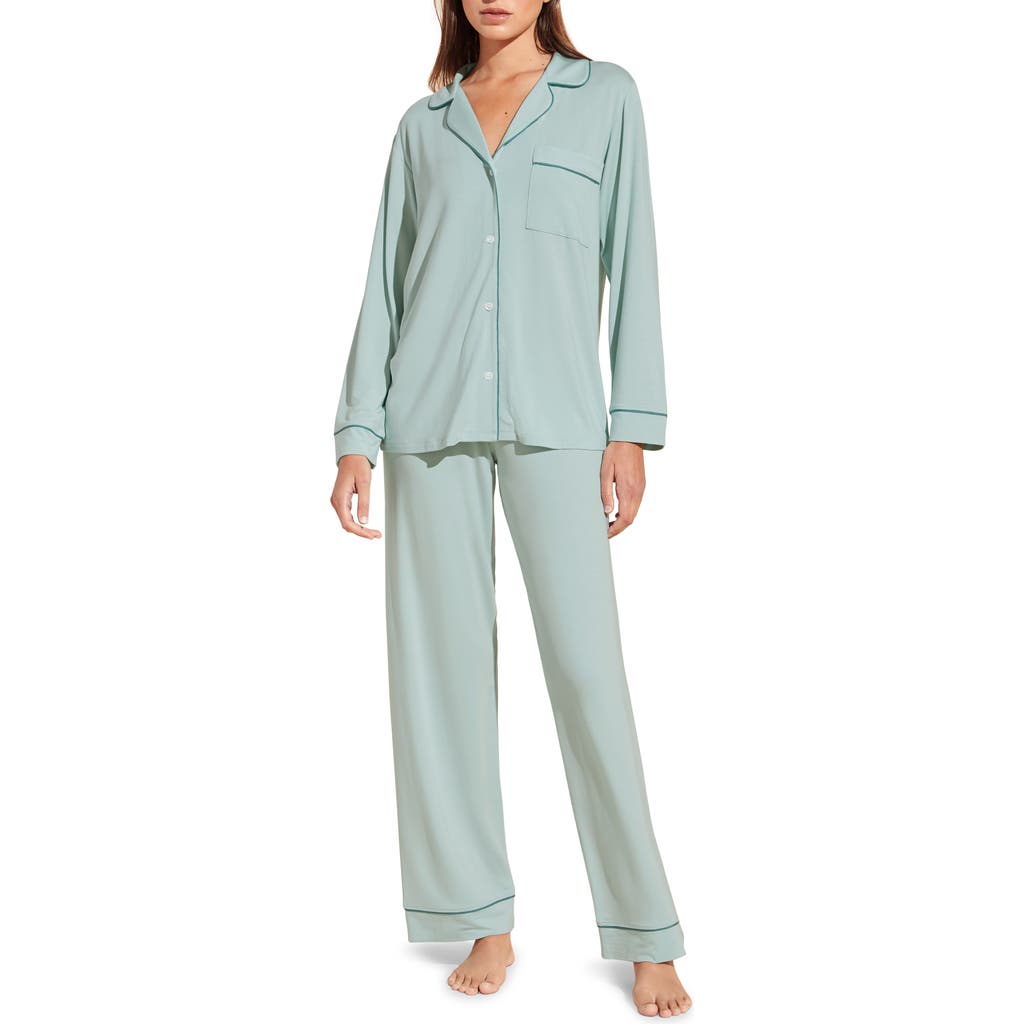 Eberjey Gisele Jersey Knit Pyjamas In Surf Spray/agave