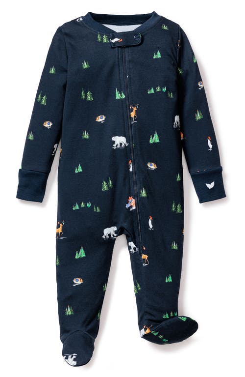 Petite Plume Boy's Arctic Antics Printed Footie In Navy